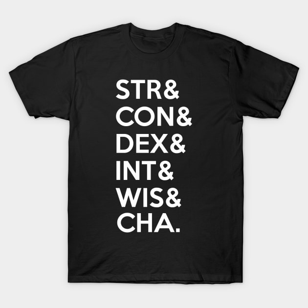 Tabletop RPG Attributes T-Shirt by MimicGaming